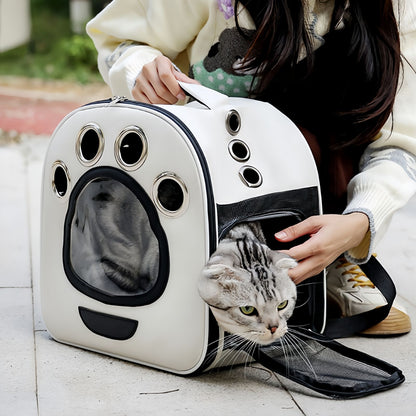 Foldable Cat Carrier Backpack with Window, Breathable Travel Cat Backpack