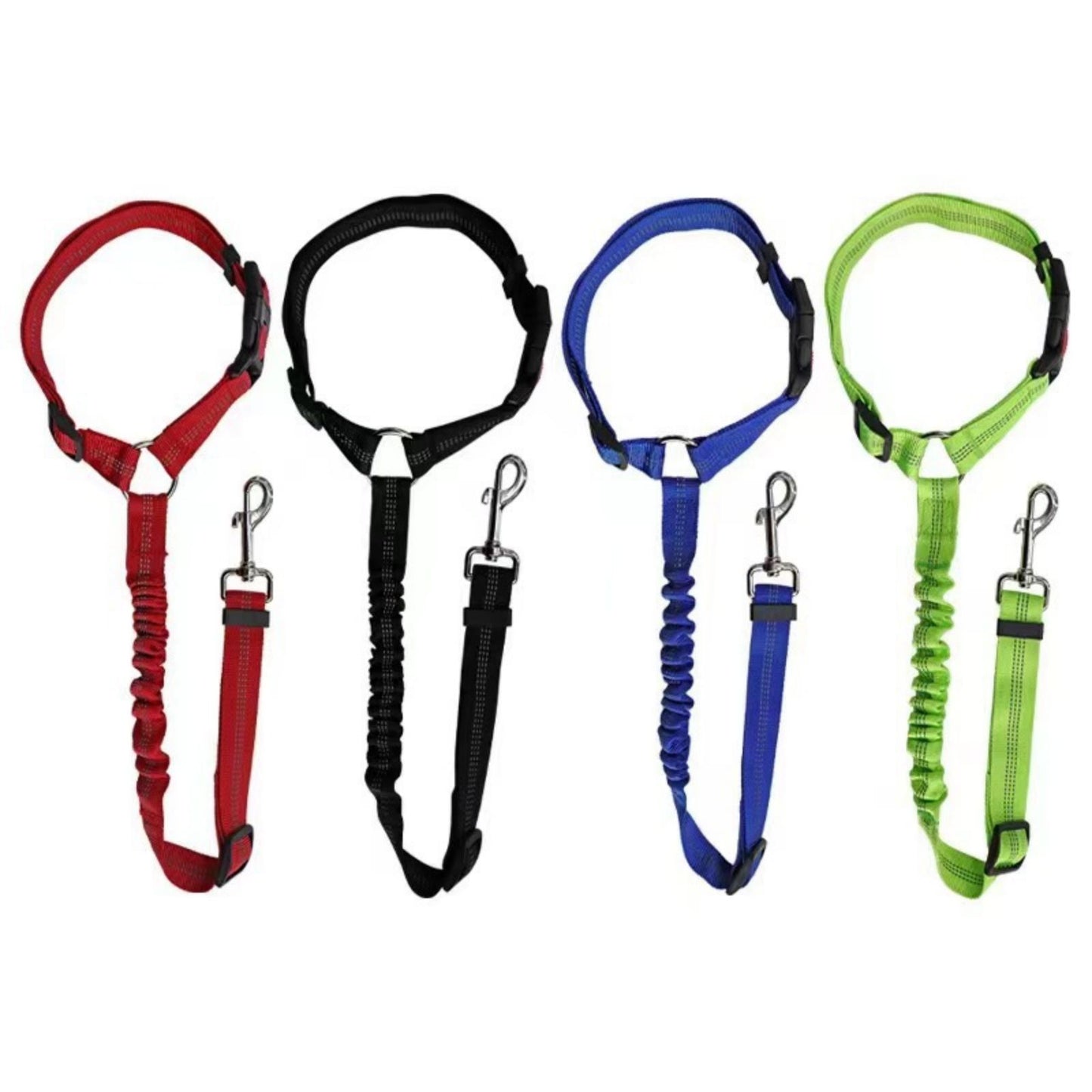 Dog Car Seat Belt Reflective Elastic Safety Leash, Adjustable Nylon Pet Car Restraint with Shock Absorbing Bungee