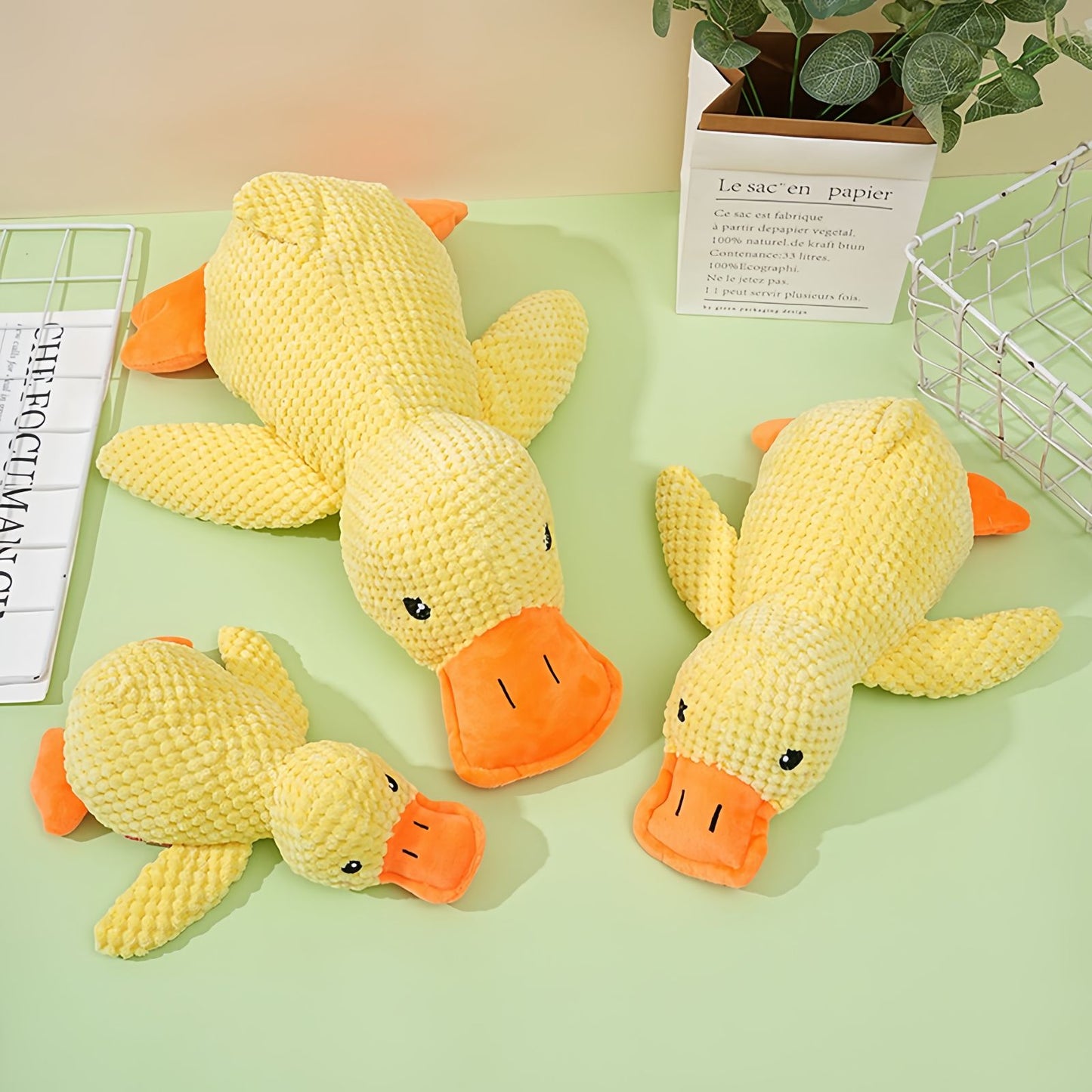 Duck Dog Toy Squeaky Plush Dog Teething Toy, Durable Dog Chew Toy for Aggressive Chewers, Interactive Dog Toy for Small, Medium & Large Dogs