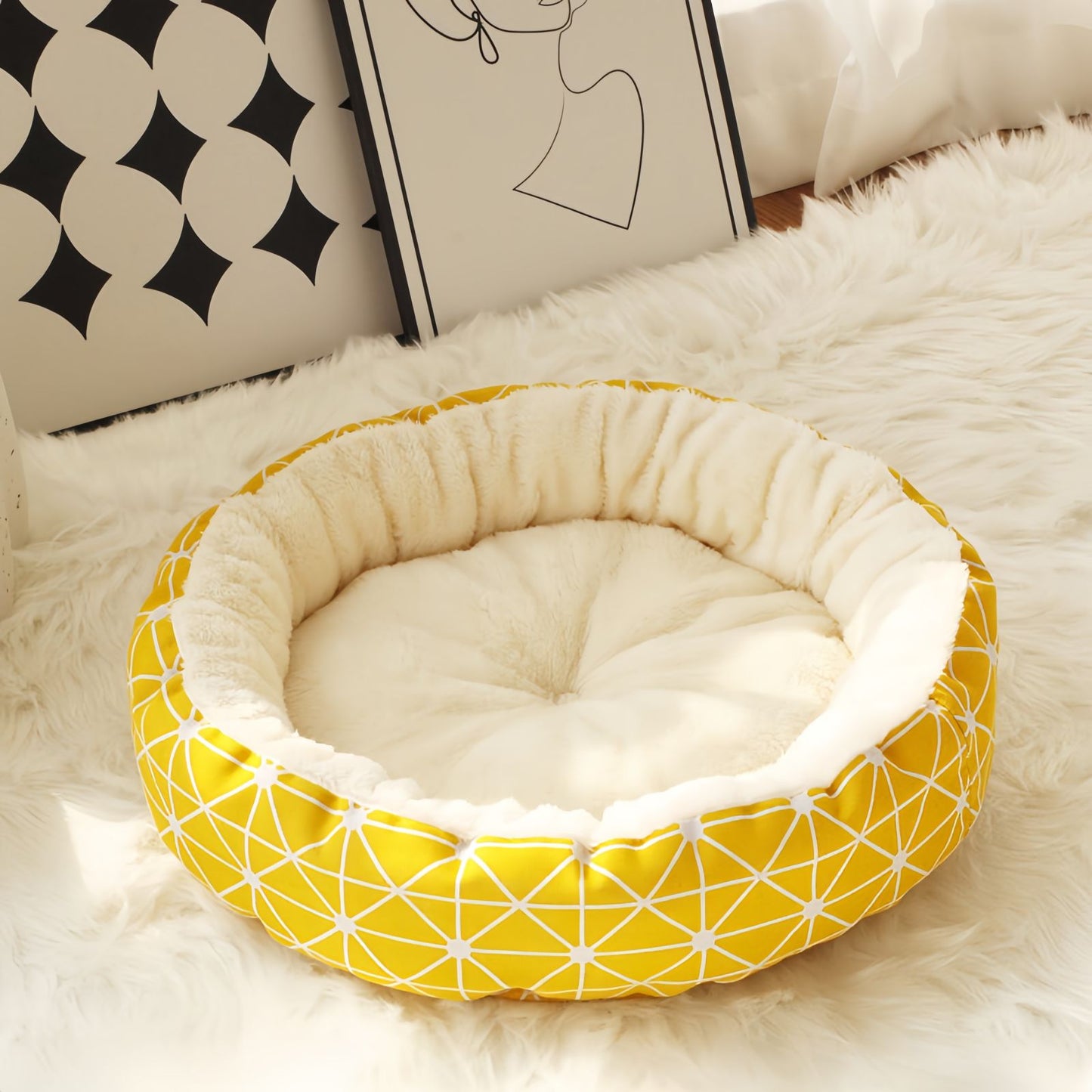 Round Cat Bed, Cozy Donut Cat Bed for Cats and Small Dogs