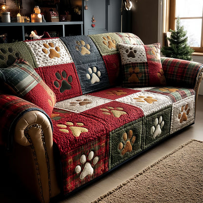 Pet Paw Quilted Sofa Cover, Couch Protector for Dogs and Cats, Washable Furniture Cover