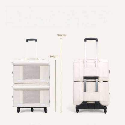 Double Layer Rolling Cat Carrier with Wheels, Telescopic Handle Pet Carrier