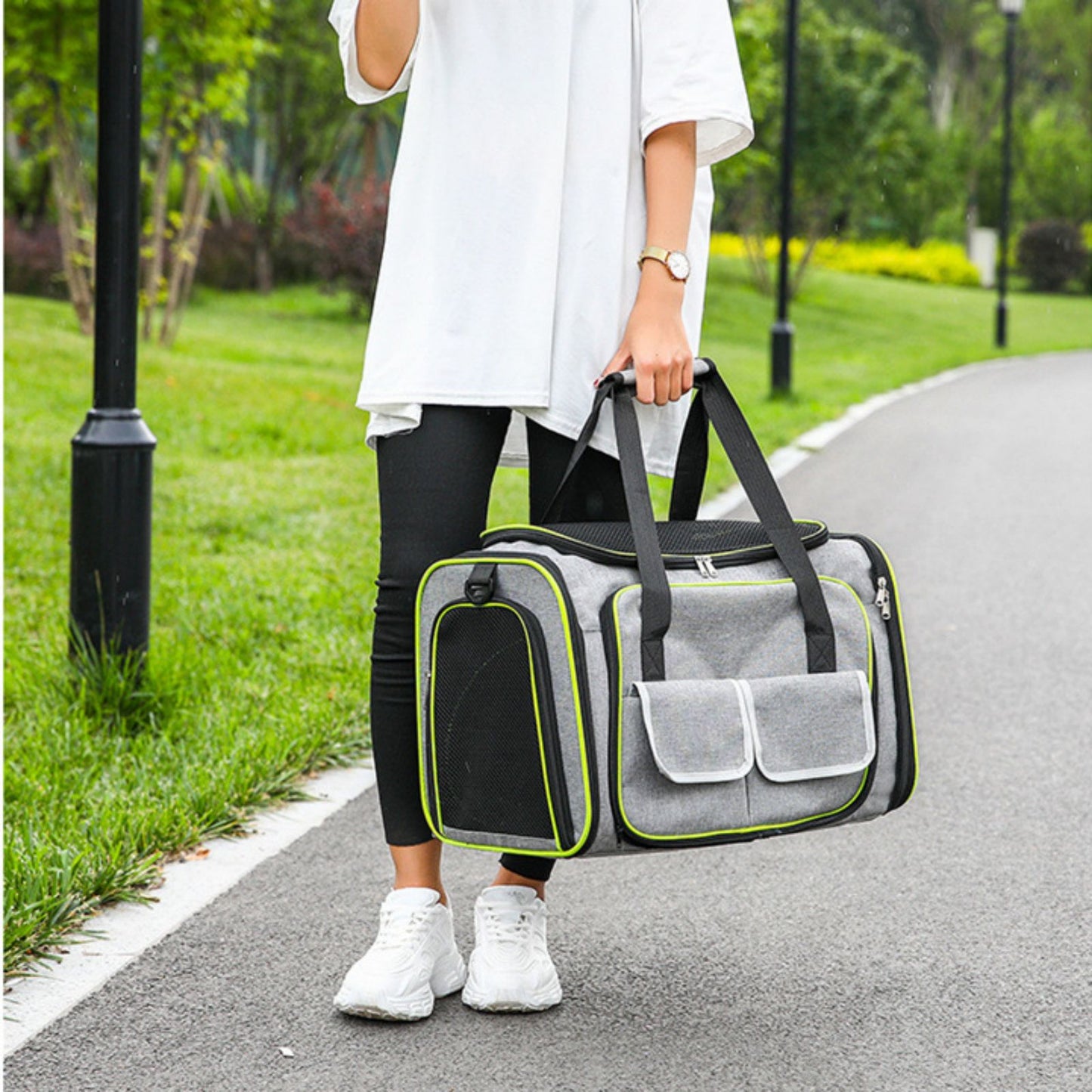 Expandable Cat Carrier Bag, Breathable Foldable Pet Carrier for Travel, Portable Cat Carrier with Shoulder Strap