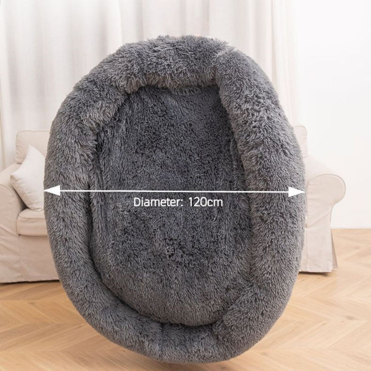 Calming Plush Donut Dog Bed and Cat Bed, Round Washable Fluffy Dog Bed