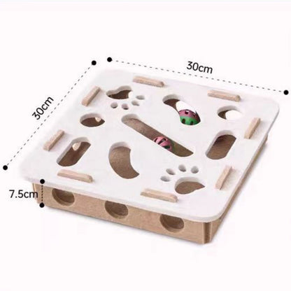 Interactive Cat Puzzle Toy with Bell Balls, Felt Cat Maze & Hide-and-Seek Enrichment Toy Box for Indoor Cats