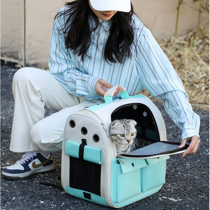 Breathable Cat Backpack Carrier, Spacious Pet Carrier Backpack for Travel, Lightweight & Foldable Cat Travel Bag