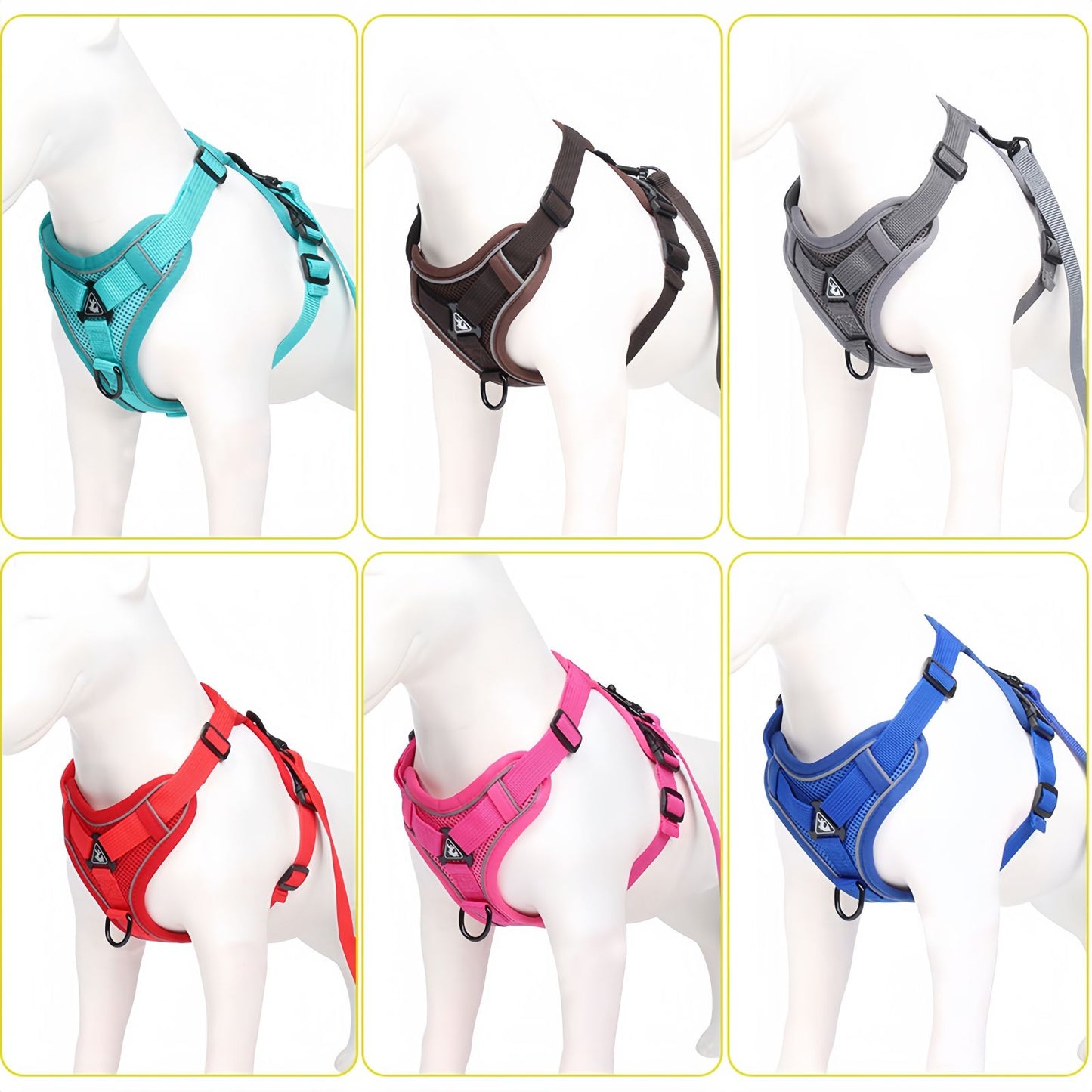 No Pull Dog Harness and Leash Set for Frenchie, Reflective Adjustable Mesh Vest Harness for Cats and Small Dogs