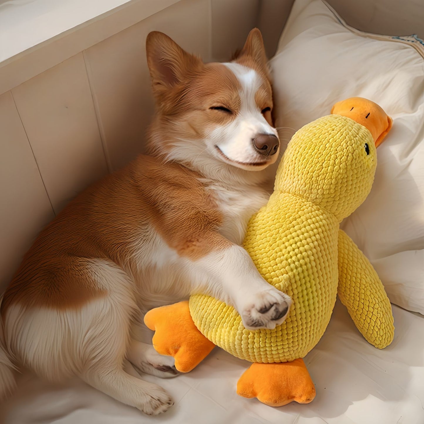 Duck Dog Toy Squeaky Plush Dog Teething Toy, Durable Dog Chew Toy for Aggressive Chewers, Interactive Dog Toy for Small, Medium & Large Dogs