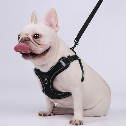 Breathable Frenchie Dog Harness with Leash, Reflective Adjustable Dog Harness Vest for Small Dogs & Cats