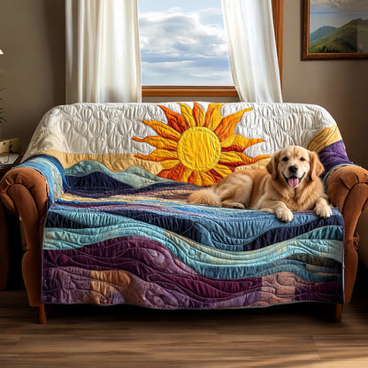 Sunshine Quilted Sofa Cover, Colorful Couch Throw Blanket