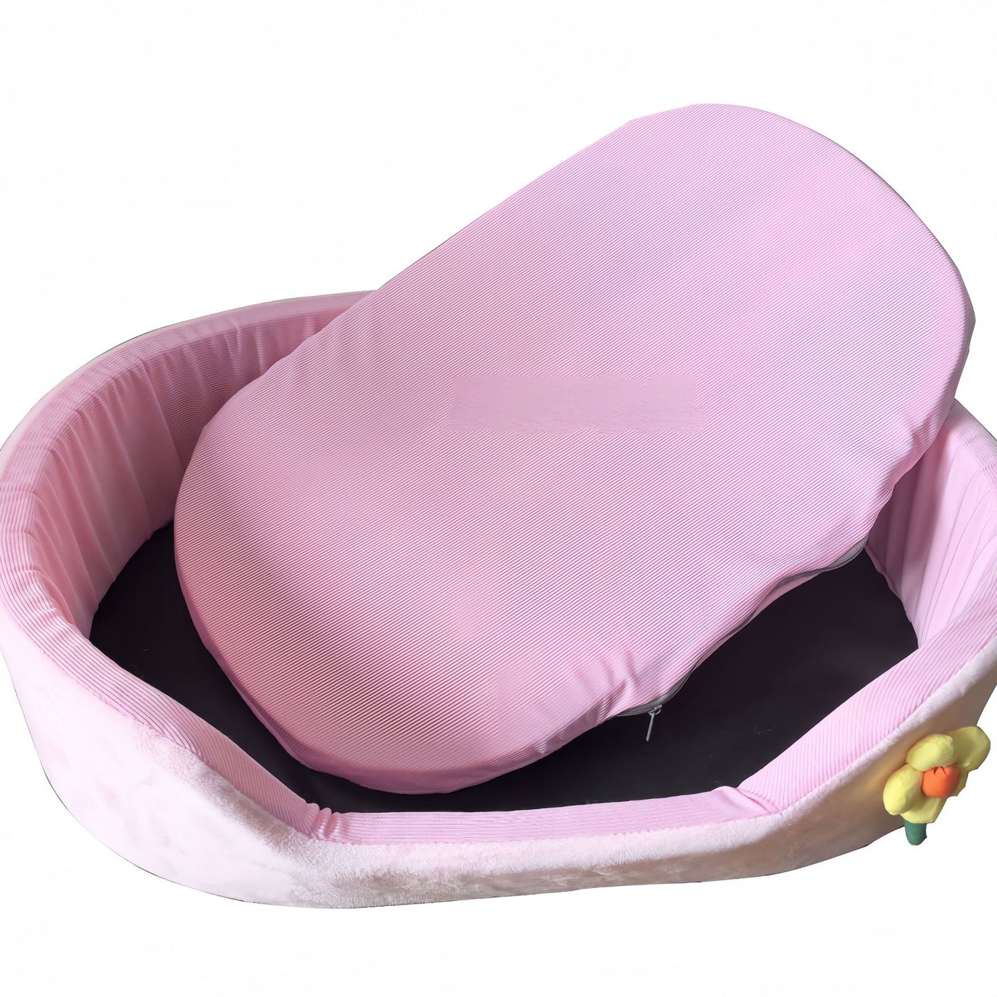 Cooling Dog Bed for Small & Medium Dogs, Oval Bolster Dog Bed with Removable Cushion