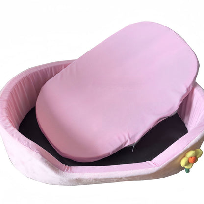 Cooling Dog Bed for Small & Medium Dogs, Oval Bolster Dog Bed with Removable Cushion