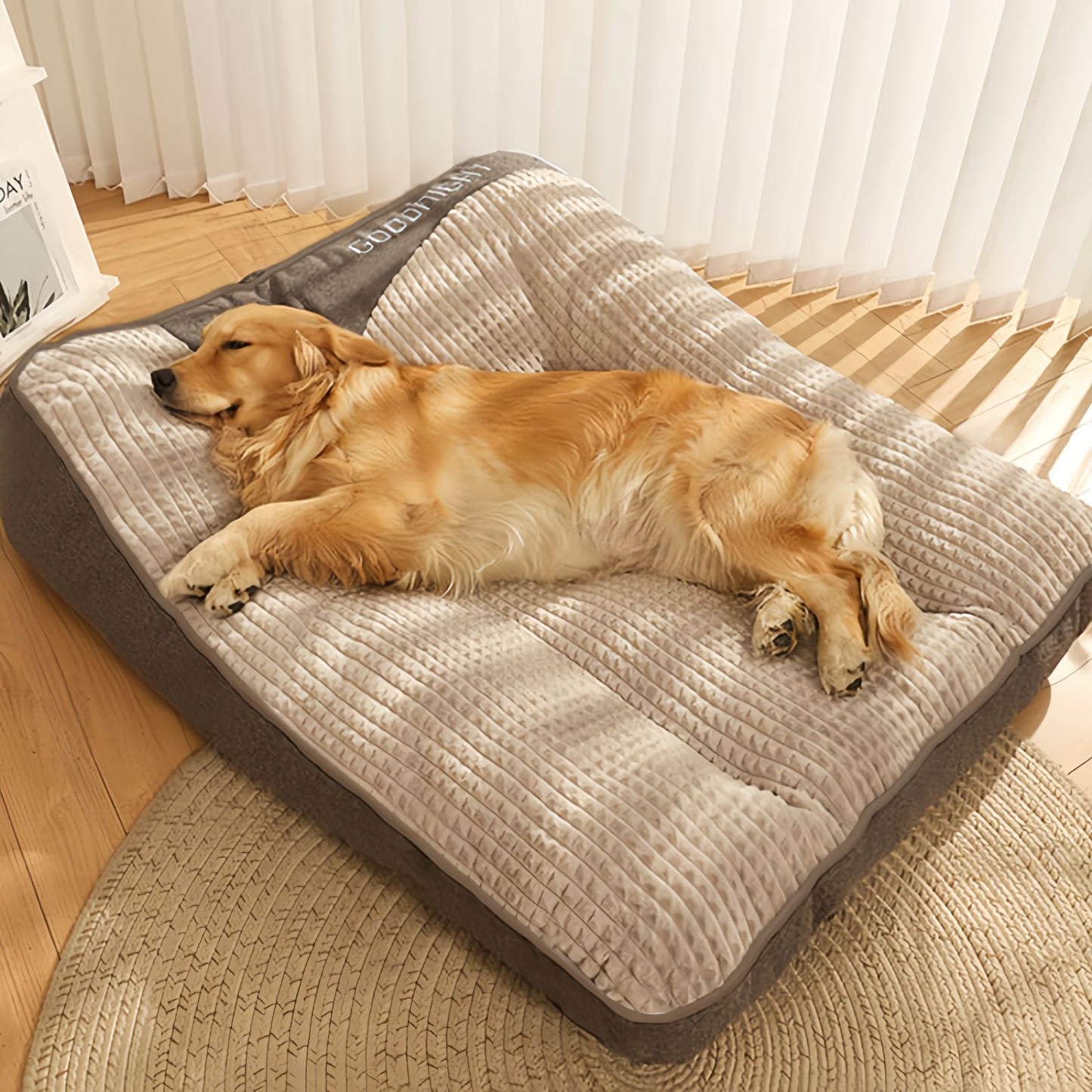 Thick Washable Dog Cushion Bed, Calming Pet Sofa for Medium & Large Dogs