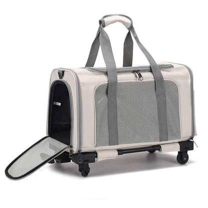 Dog Carrier with Wheels, Rolling Pet Carrier for Travel with Telescopic Handle