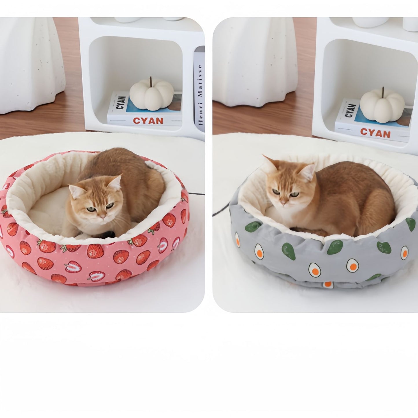 Round Cat Bed, Cozy Donut Cat Bed for Cats and Small Dogs