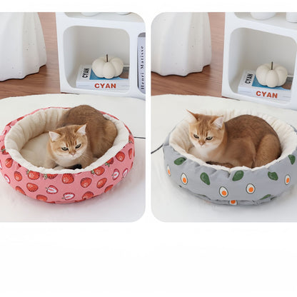 Round Cat Bed, Cozy Donut Cat Bed for Cats and Small Dogs
