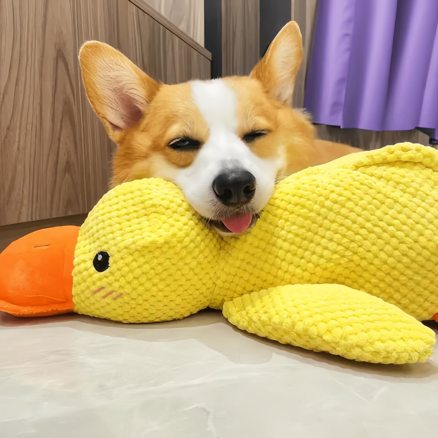Duck Dog Toy Squeaky Plush Dog Teething Toy, Durable Dog Chew Toy for Aggressive Chewers, Interactive Dog Toy for Small, Medium & Large Dogs