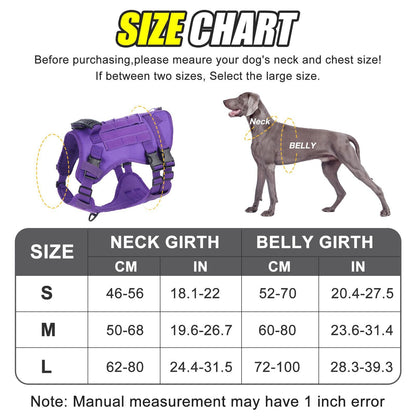 Tactical Dog Harness with Handle for Medium to Large Dogs, Adjustable Outdoor Dog Harness for Training Walking