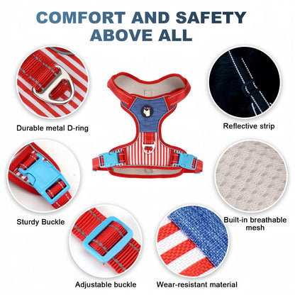 No Pull Dog Vest Harness, Escape Proof Reflective Breathable Mesh Dog Harness with Adjustable Straps