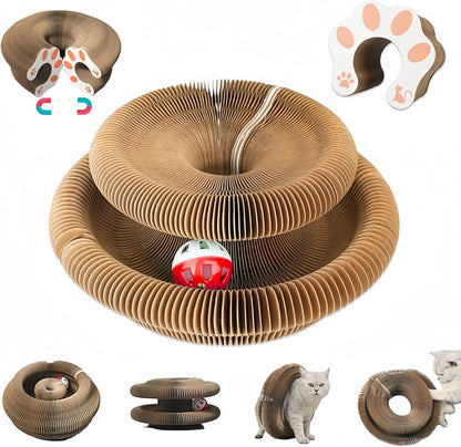 Foldable Cardboard Cat Scratcher Toy with Ball, Interactive Cat Scratch Toy for Indoor Cats